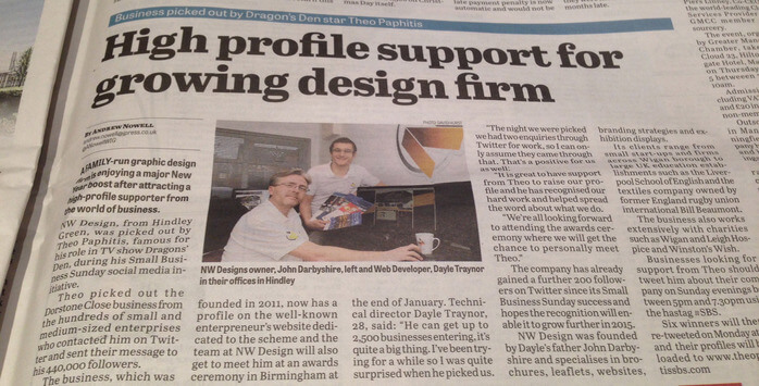 Wigan based Design Studio picked out by Dragons Den Star Theo Paphitis.